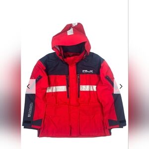 Polo Ralph Lauren RLX Red and Black Water-Repellent Hooded Anorak Jacket
